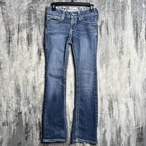 Ariat Real Denim Jeans Womens Size 28R 28x30 Blue Bootcut Western Cowgirl Rodeo